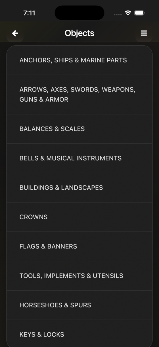 Silver Marks app — browse categories