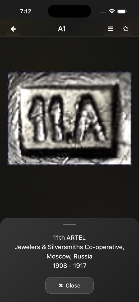 Silver Marks — mark detail view